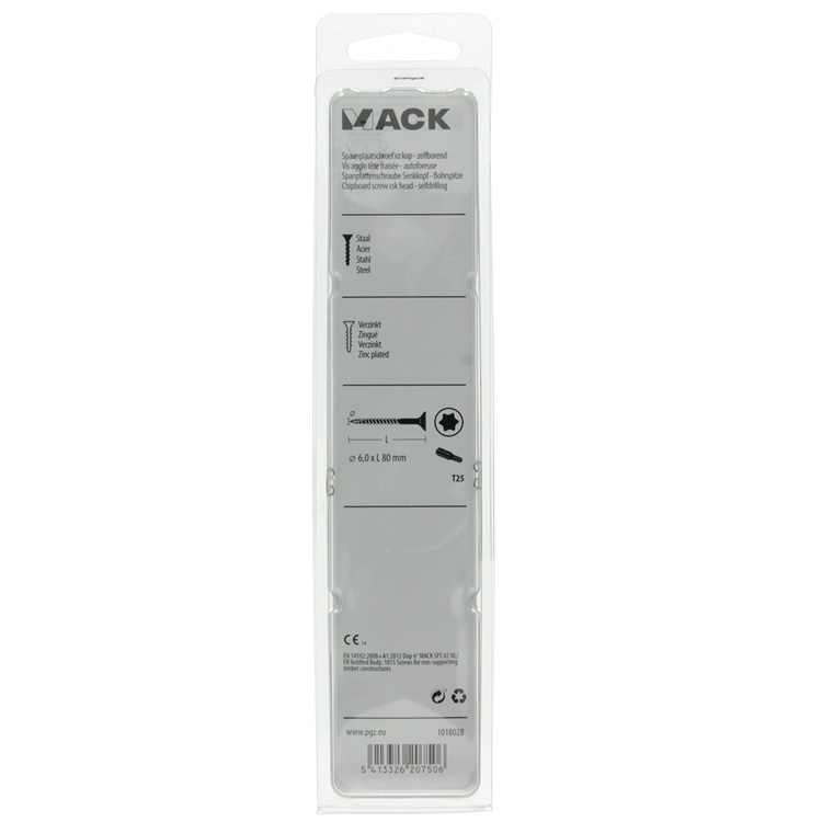 Mack 1018028 - spaanplschr.vzkop-zelfb. geelverz. 18 st 6,0 x 80 mm | 5 stuks