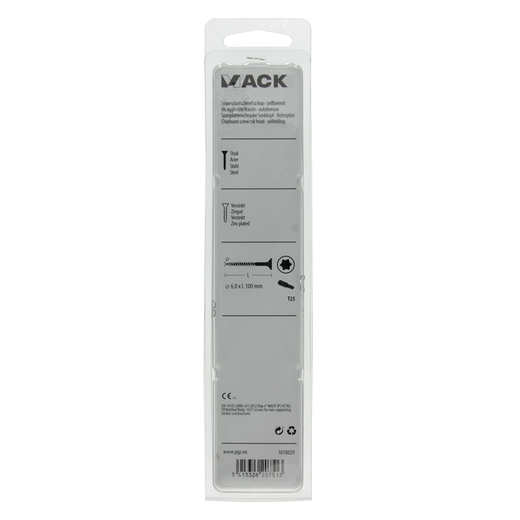 Mack 1018029 - spaanplschr.vzkop-zelfb. geelverz. 14 st 6,0 x 100 mm | 5 stuks