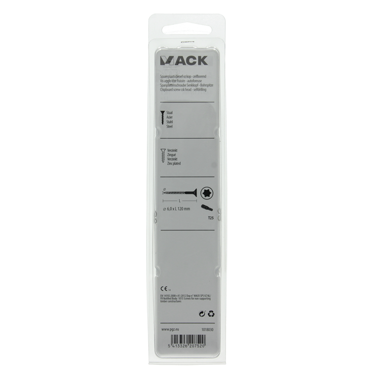 Mack 1018030 - spaanplschr.vzkop-zelfb. geelverz. 12 st 6,0 x 120 mm | 5 stuks