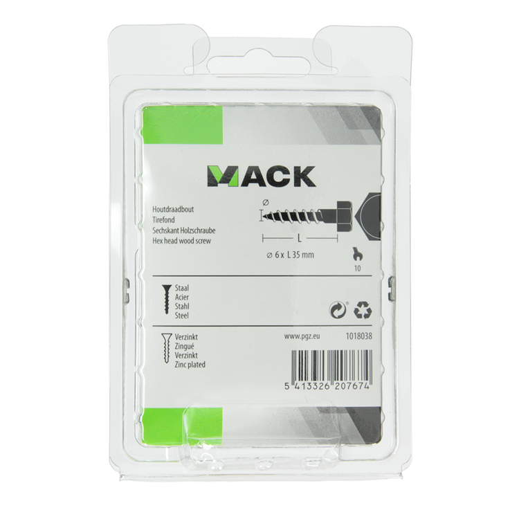 Mack 1018038 - houtdraadbout staal verzinkt 35 st 6 x 35 mm | 5 stuks