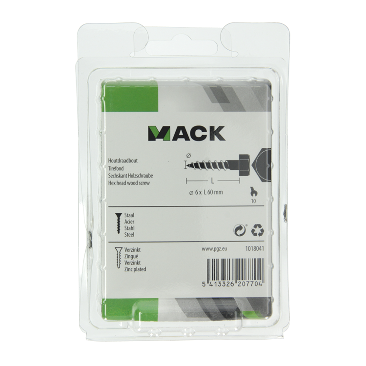 Mack 1018041 - houtdraadbout staal verzinkt 24 st 6 x 60 mm | 5 stuks