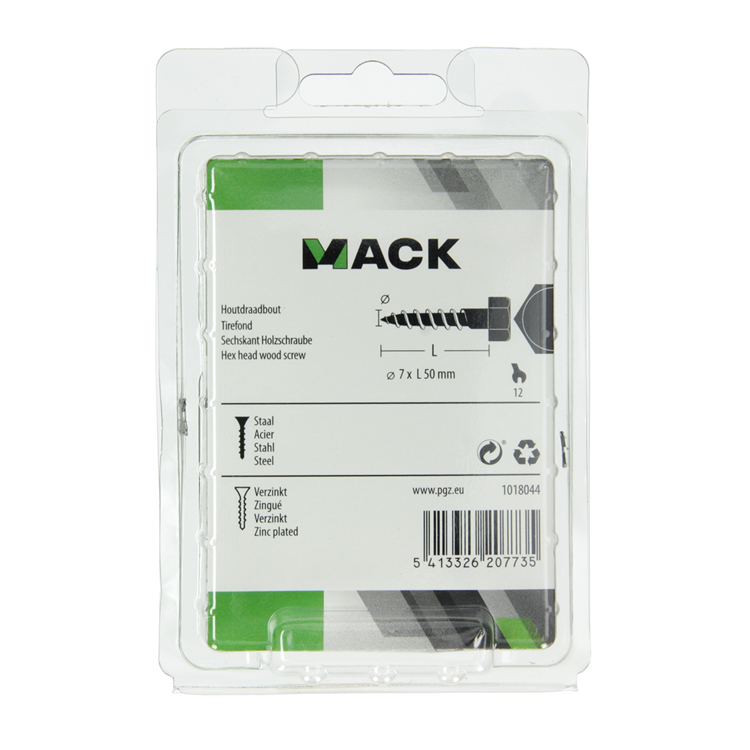 Mack 1018044 - houtdraadbout staal verzinkt 24 st 7 x 50 mm | 5 stuks