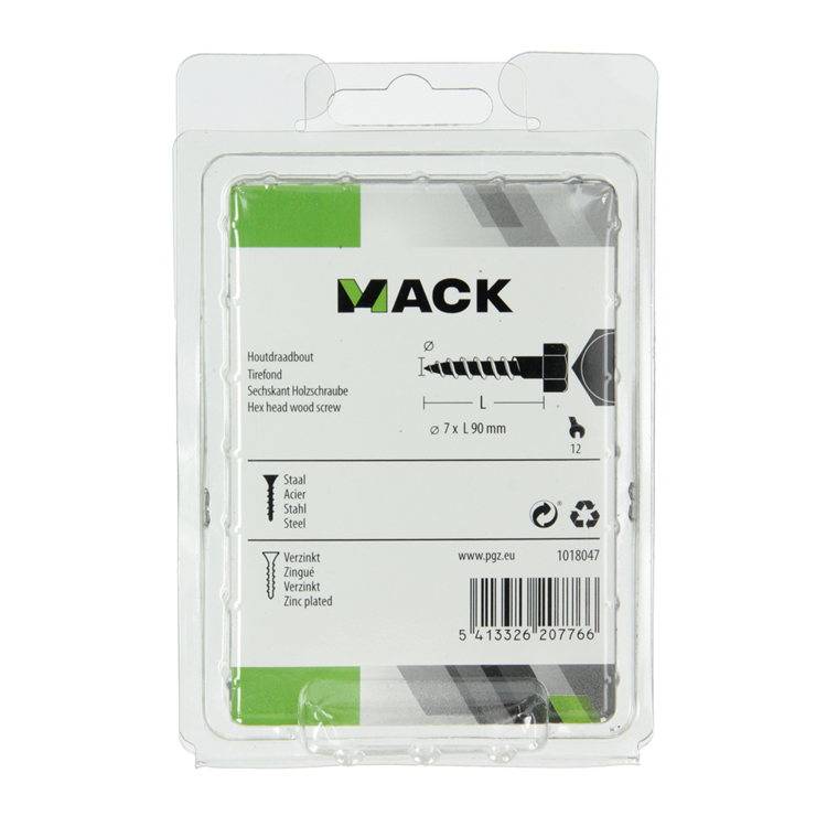 Mack 1018047 - houtdraadbout staal verzinkt 17 st 7 x 90 mm | 5 stuks
