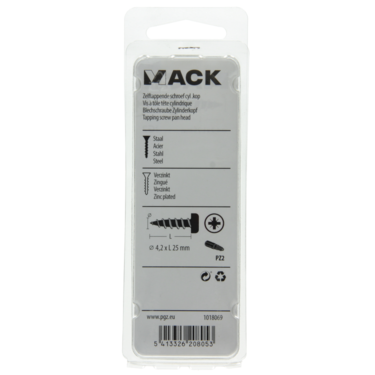 Mack 1018069 - zelftappende schroef cylkop verz. 42 st 4,2 x 25 mm | 5 stuks