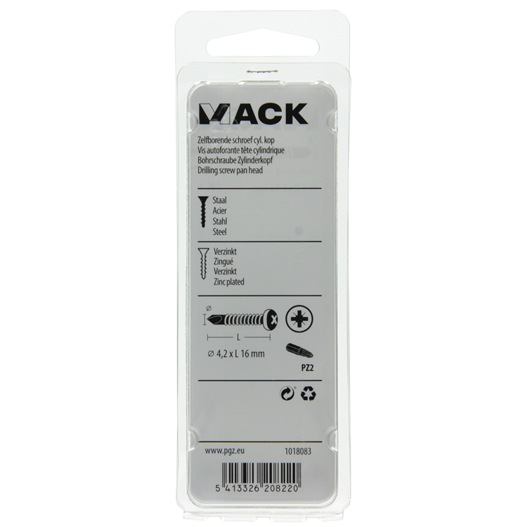 Mack 1018083 - zelfborende schroef cylkop verz. 85st 4,2 x 16 mm | 5 stuks