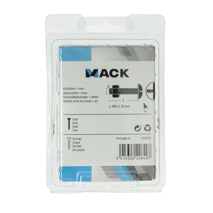 Mack 1018101 - kachelbout + moer staal verzinkt 35 st m6 x 30 mm | 5 stuks