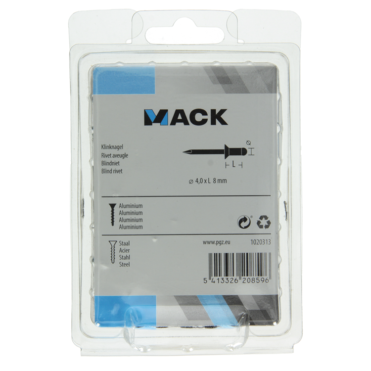 Mack 1020313 - 110 blindnieten alu 4,0x8mm | 5 stuks