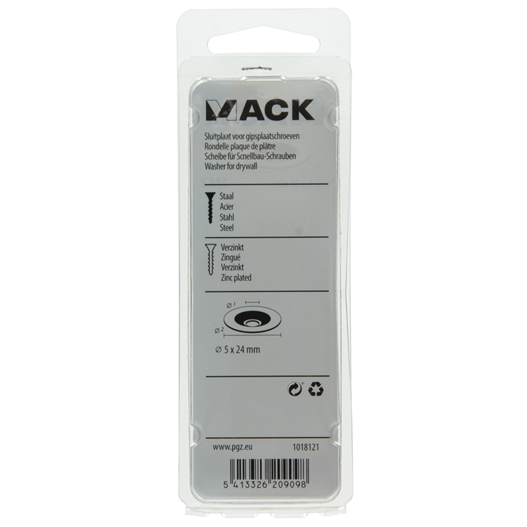 Mack 1018121 - sluitplaat vr gipsplaatschr. verz. 50 st 5 x 24 mm | 5 stuks