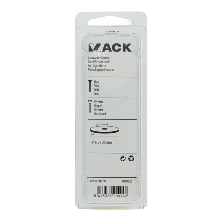 Mack 1018126 - carrosserie sluitring verzinkt40 st 6,5 x 30 mm | 5 stuks
