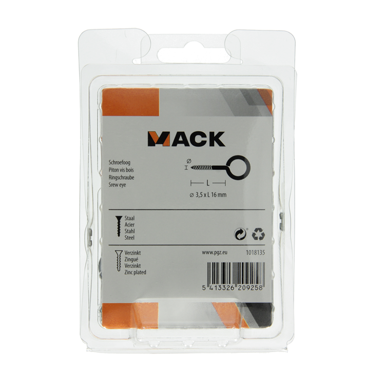 Mack 1018135 - schroefoog staal verzinkt 45st 3,5 x 16 mm | 5 stuks