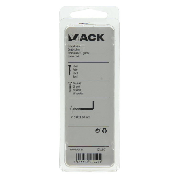 Mack 1018147 - schroefduim staal verzinkt 14 st 5,0 x 60 mm | 5 stuks