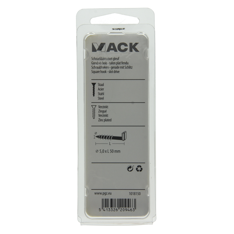 Mack 1018150 - schroefduim met gleuf verzinkt16 st 5,0 x 50 mm | 5 stuks