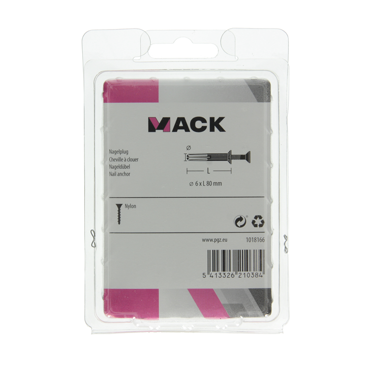Mack 1018166 - nylon nagelplug polyamide 30 st 6 x 80 mm | 3 stuks
