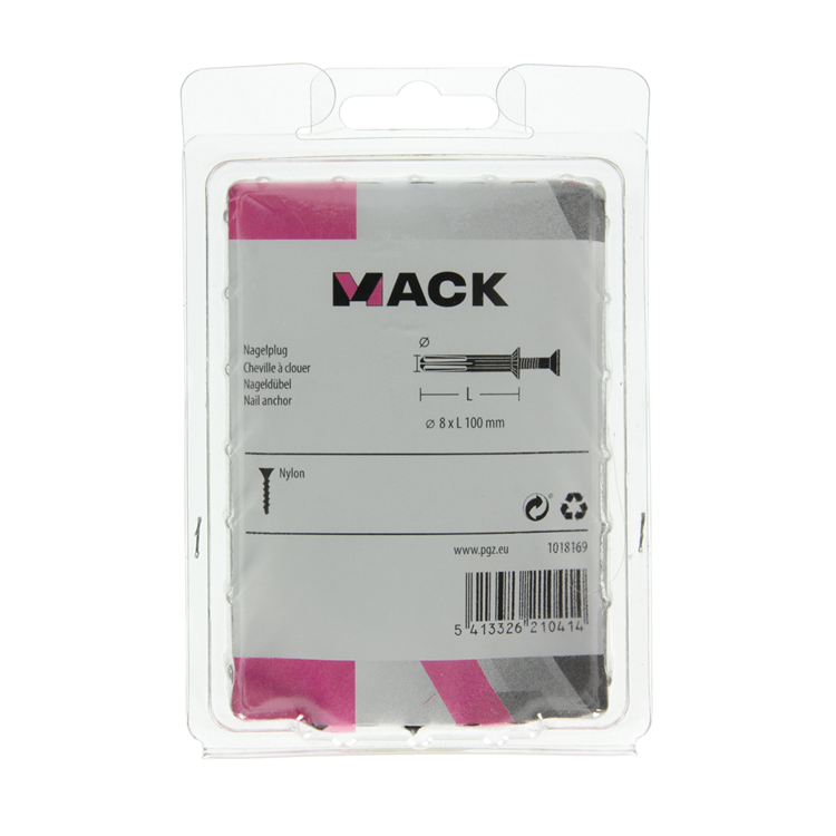 Mack 1018169 - nylon nagelplug polyamide 18 st 8 x 100 mm | 3 stuks