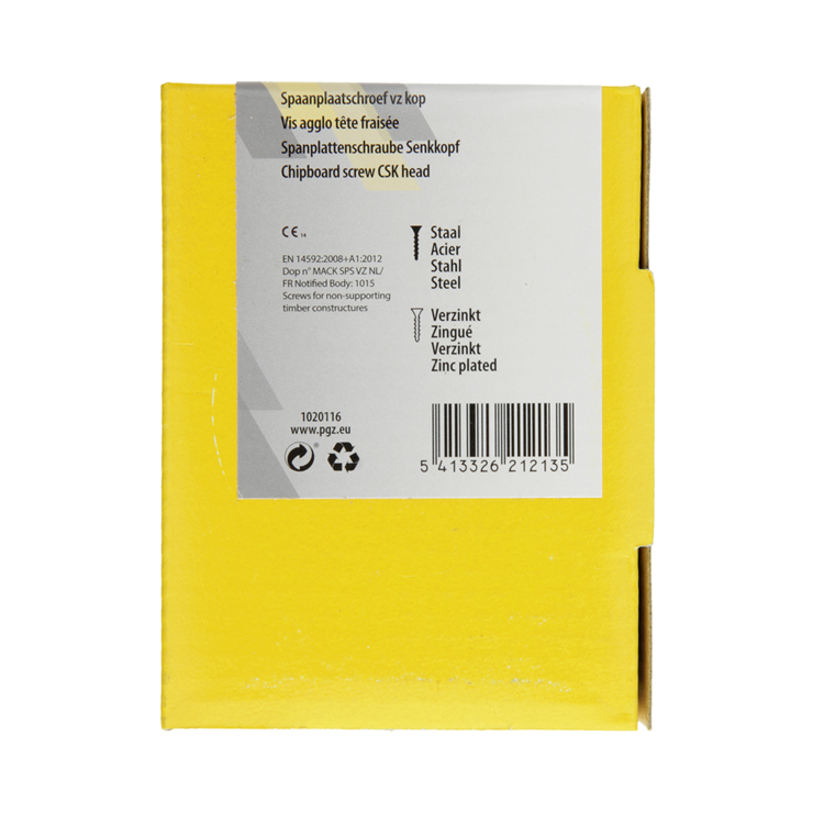 Mack 1020116 - spaanplaatschroef vz kop geelvz 100 st 5,0 x 60 mm | 5 stuks
