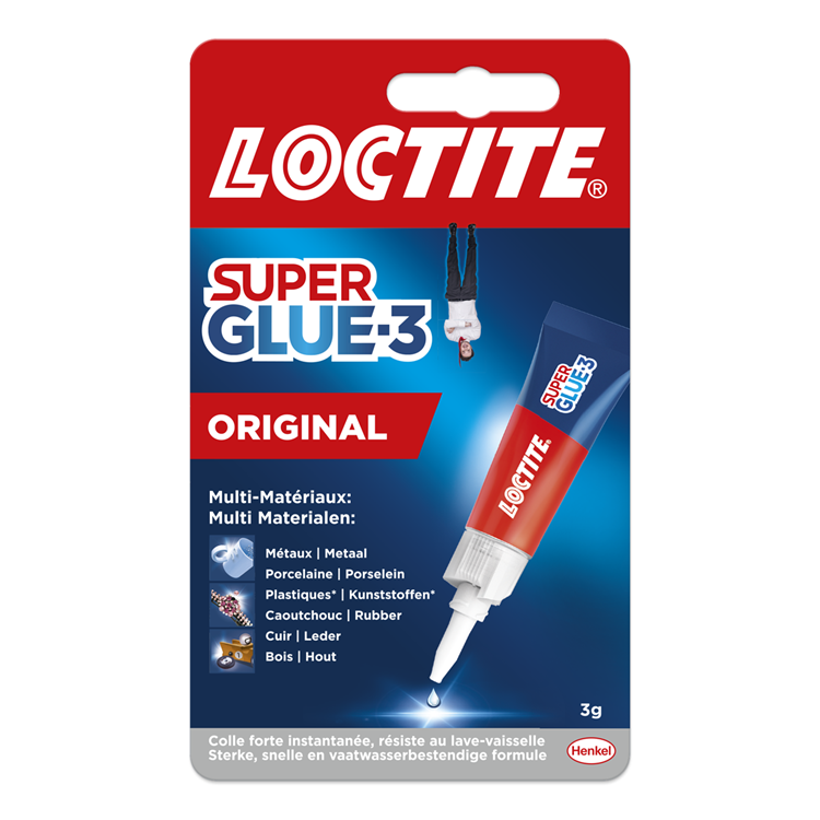 Loctite original 3 g extra sterke secondelijm | krachtige hechting voor diverse materialen zoals rubber, metaal, kunststof, keramiek, hout, leder, porselein en meer | snelle en betrouwbare reparaties in seconden.