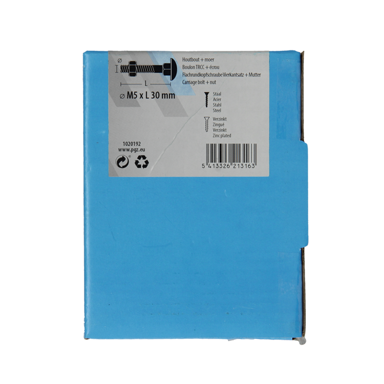 Mack 1020192 - houtbout + moer verzinkt 45 stm5 x 30 mm | 5 stuks