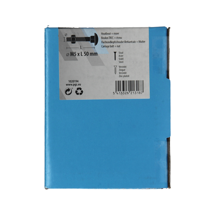 Mack 1020194 - houtbout + moer verzinkt 35 stm5 x 50 mm | 5 stuks