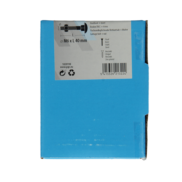 Mack 1020198 - houtbout + moer verzinkt 28 stm6 x 40 mm | 5 stuks