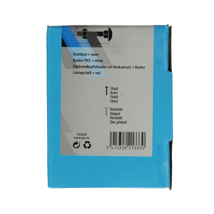 Mack 1020209 - houtbout + moer verzinkt 14 stm8 x 80 mm | 5 stuks