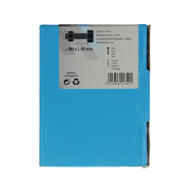 Mack 1020216 - tapbout + moer verzinkt 30 st m6 x 40 mm | 5 stuks