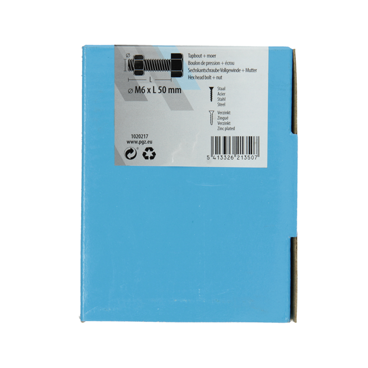 Mack 1020217 - tapbout + moer verzinkt 26 st m6 x 50 mm | 5 stuks