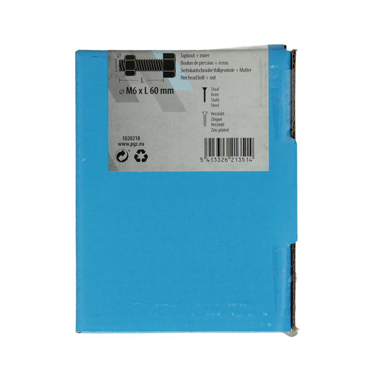 Mack 1020218 - tapbout + moer verzinkt 24 st m6 x 60 mm | 5 stuks