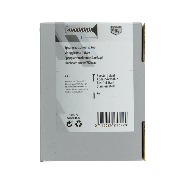 Mack 1020229 - spaanplaatschroef vz kop inox a2 200 st 3,5 x 35 mm | 2 stuks