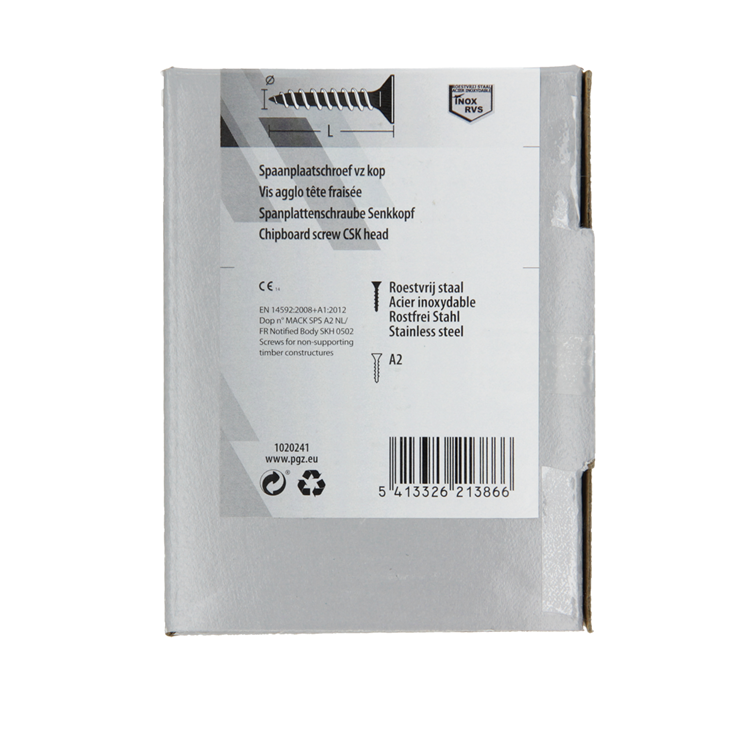 Mack 1020241 - spaanplaatschroef vz kop inox a2 100 st 4,5 x 45 mm | 2 stuks