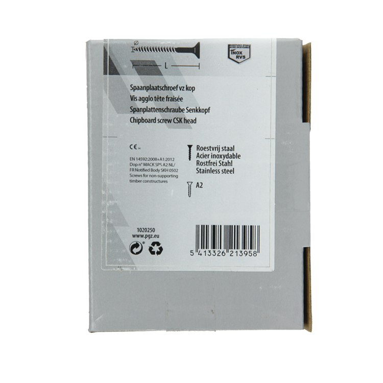 Mack 1020250 - spaanplaatschroef vz kop inox a2 50 st 6,0 x 60 mm | 2 stuks