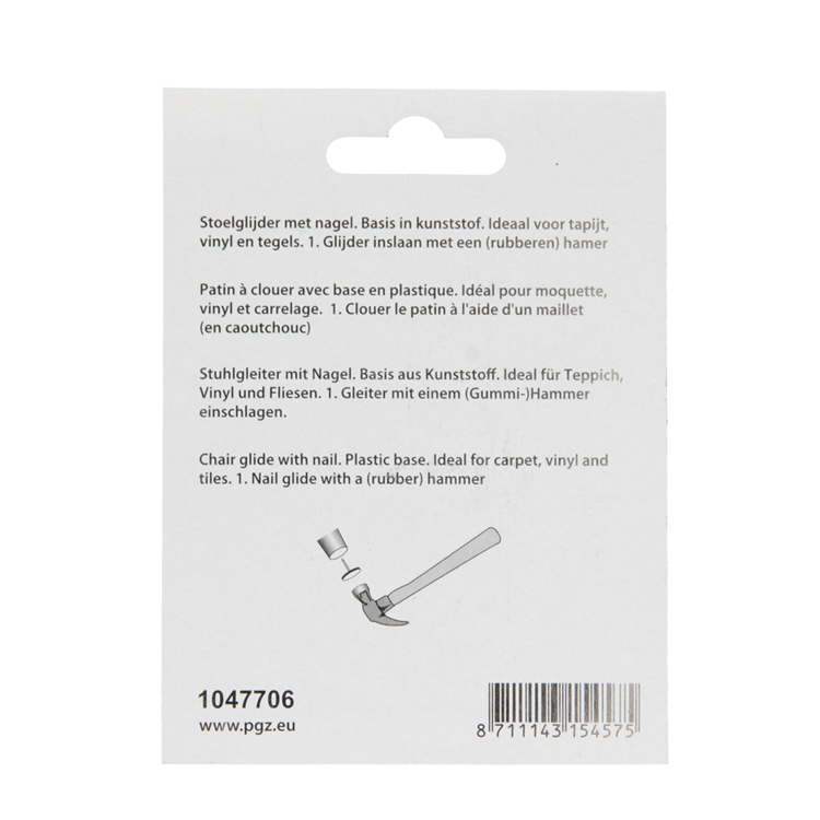 Mack 1047706 - stoelglijder nagel kunststof wit ø 19 mm 12 st pcs | 6 stuks