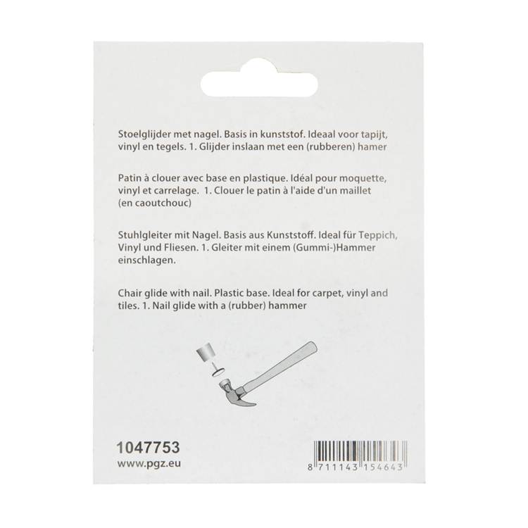 Mack 1047753 - stoelglijder nagel kunststof wit ø 28 mm 4 st pcs | 6 stuks