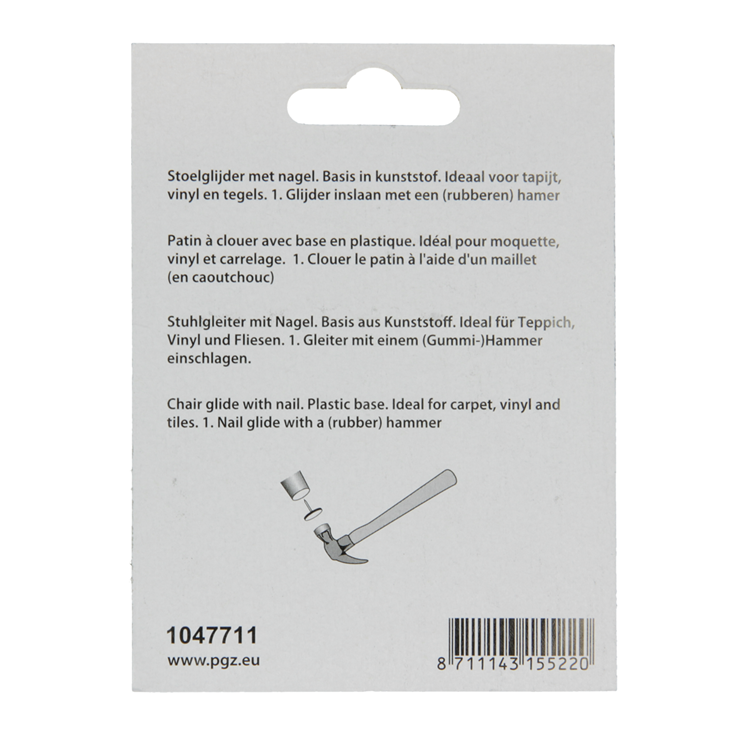 Mack 1047711 - stoelglijder nagel kunststof bruin ø 19 mm 12 st pcs | 6 stuks