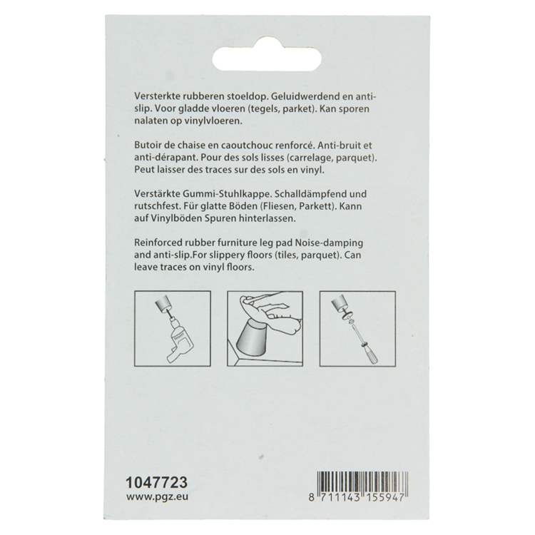 Mack 1047723 - stoeldop rubber + schroef wit ø 23 mm 8 st pcs | 6 stuks