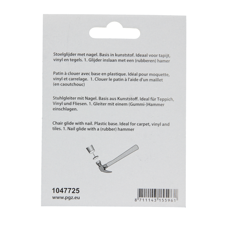 Mack 1047725 - stoelglijder nagel kunststof wit ø 25 mm 8 st pcs | 6 stuks