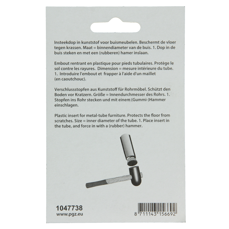 Mack 1047738 - insteekdop kunstsstof zwart 25 x 25 mm 4 st pcs | 6 stuks