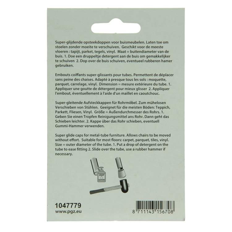 Mack 1047779 - super-glij-opsteekdop grijs ø 25 - 28 mm 4 st pcs | 6 stuks