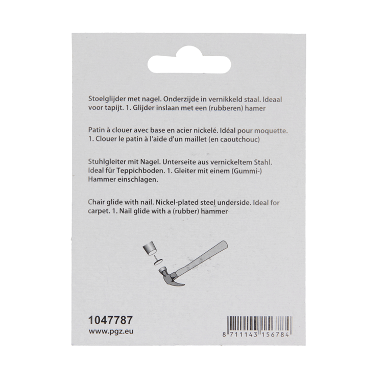 Mack 1047787 - stoelglijder nagel metaal chroom ø 30 mm 4 st pcs | 6 stuks
