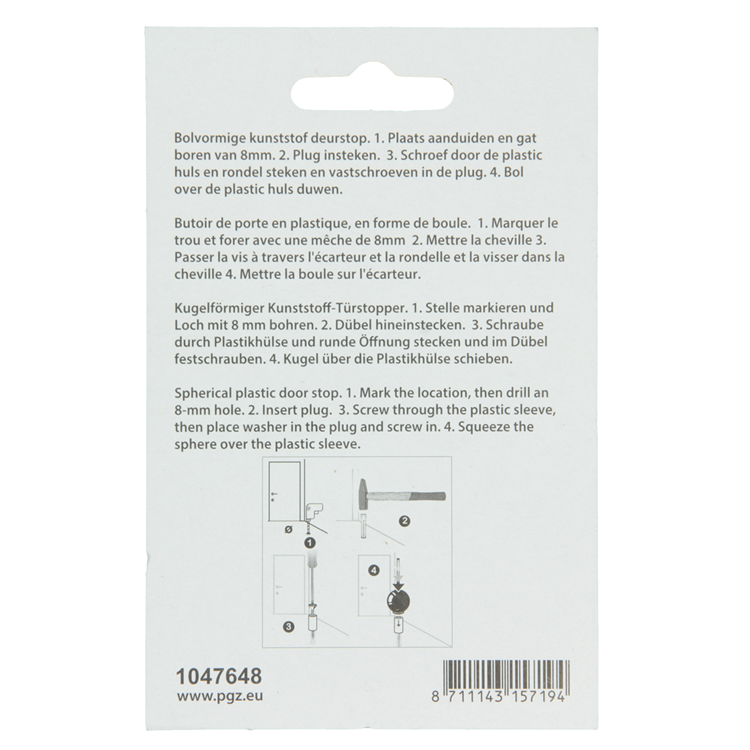 Mack 1047648 - deurbol met plug wit ø 35 mm 1 st pc | 6 stuks
