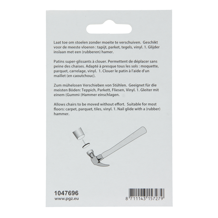Mack 1047696 - super-glijder met nagel grijs ø 22 mm 4 st pcs | 6 stuks