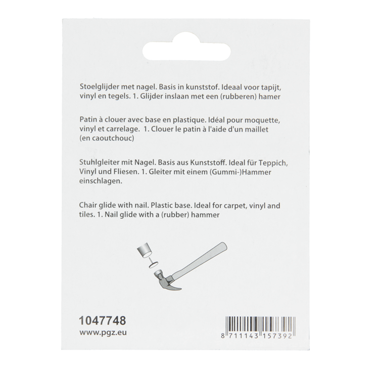Mack 1047748 - stoelglijder nagel kunststof bruin ø 28 mm 4 st pcs | 6 stuks
