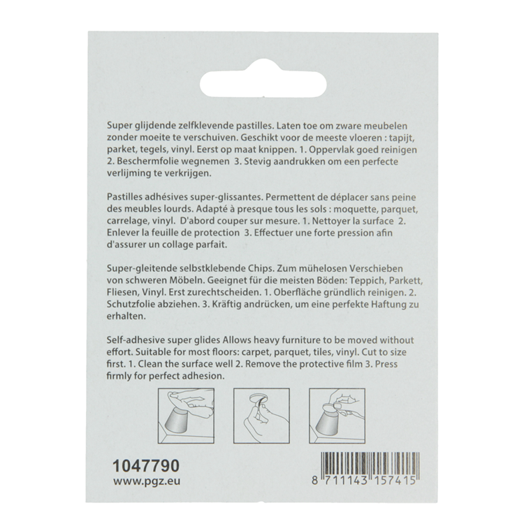 Mack 1047790 - super glijpastille zelfklevendgrijs 35x35x45 mm 4 st pcs | 12 stuks