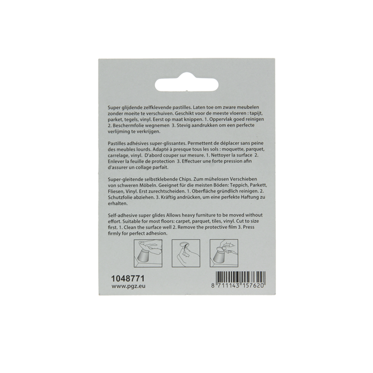 Mack 1048771 - super glijpastille zelfklevendgrijs 30 x 30 mm 4 st pcs | 12 stuks