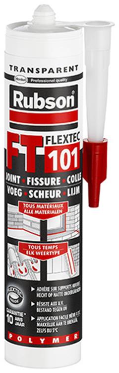 Rubson ft101 bouwkit transparant 280 ml – montagekit afdichtkit met flextec® – sterk, elastisch waterdicht – voor binnen buiten – hecht op beton, hout, metaal kunststof