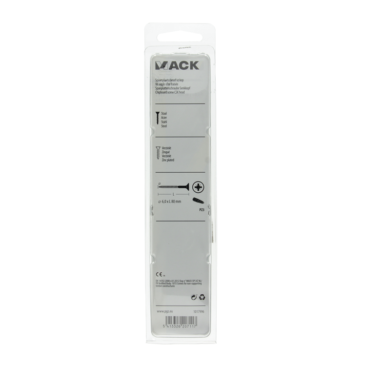 Mack 1017996 - spaanplaatschroef vz kop geelverz. 18st 6,0 x 80 mm | 5 stuks