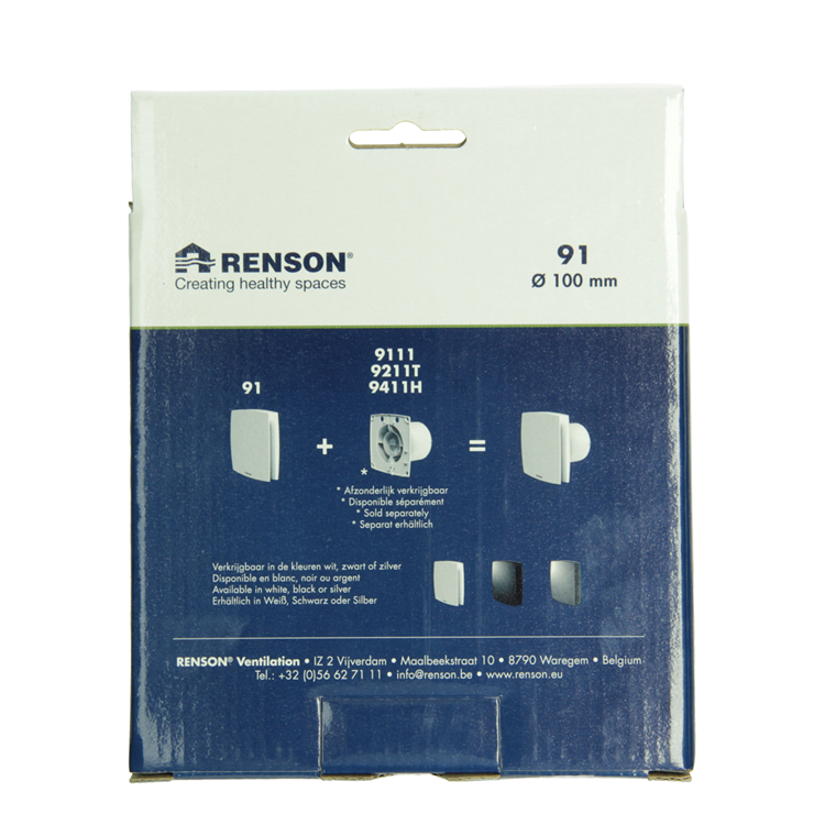 Renson 1069257 - mechanische ventilator cover (9x11-dia 100) 91b (zwart) | 2 stuks