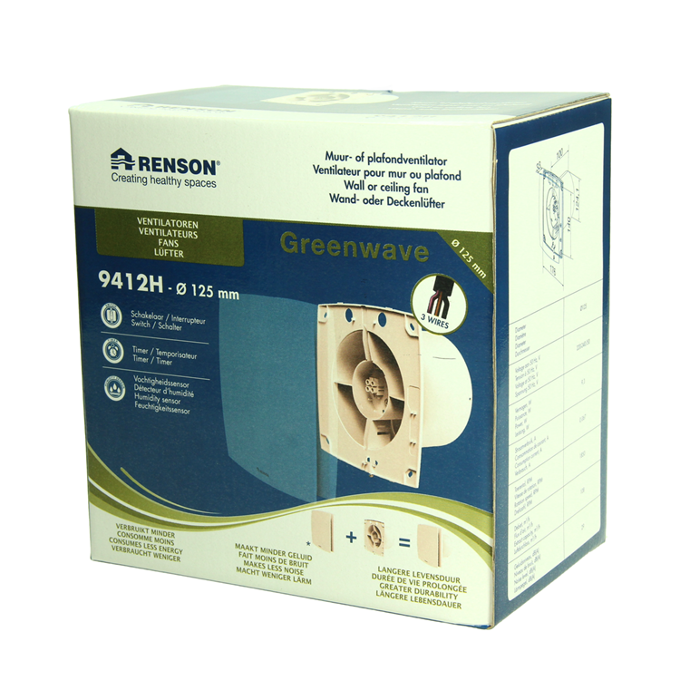 Renson 1069255 - mech.ventil. timer vochtsensor9412h (dia 125) | 2 stuks