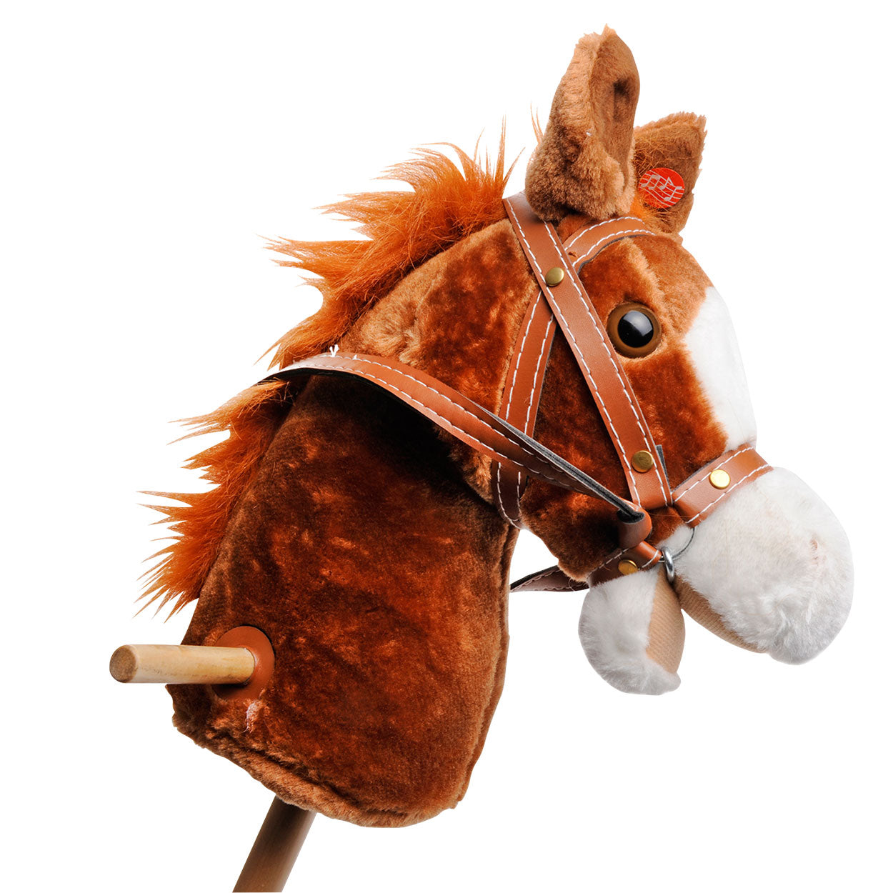 Speelhout houten stokpaard met geluid bruin