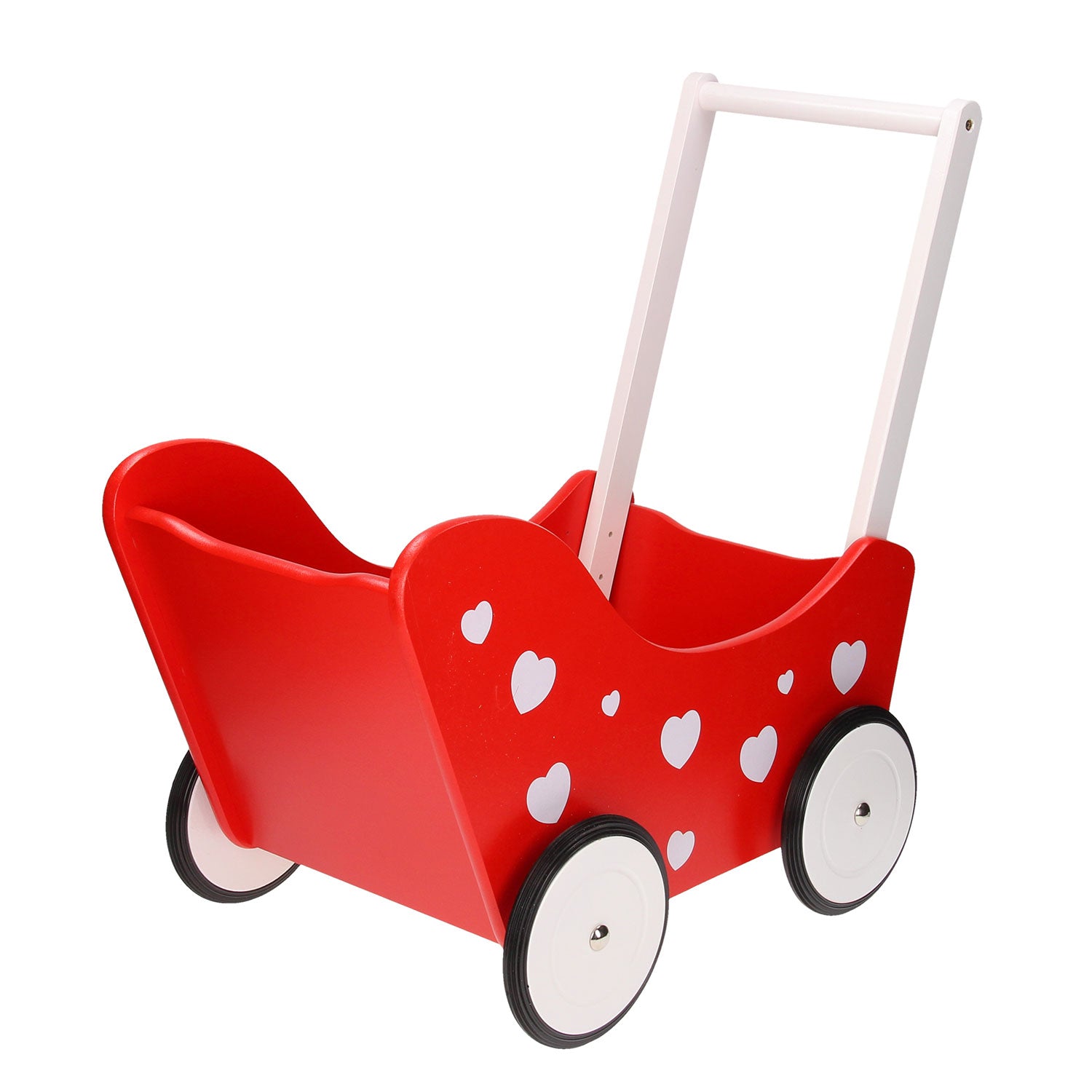 Playwood Doll Pram red with hearts