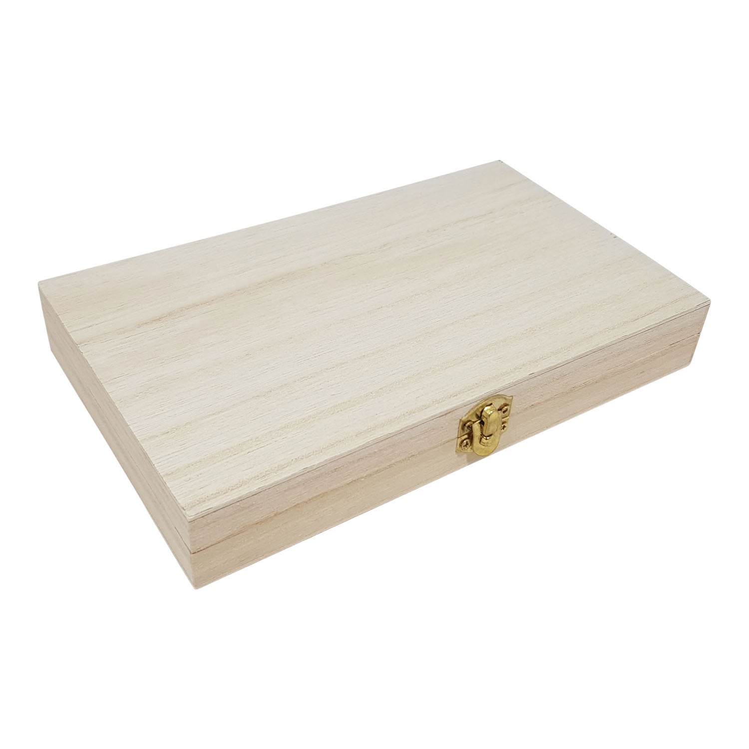 Merkloos sans marque kist rechthoek met deksel paulownia hout